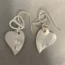 Mother of Pearl MWS Mike W Samara 925 Thailand Sterling Silver Heart Earrings - £19.53 GBP