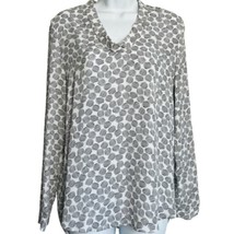 Halogen Nordstrom V Neck Long Sleeve Blouse Black White Infinity Curl Pr... - $18.23