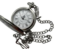 Silver Pocket Watch with Roman Numerals - Fantasy Medal Design - $32.51 CAD