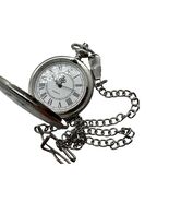 Silver Pocket Watch with Roman Numerals - Fantasy Medal Design - $32.51 CAD