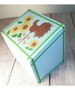 Vintage Painted Wood Rooster Weather Vane Flowers Farm Farmhouse Blue Re... - €11,82 EUR