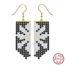 Handmade Sunflower Dangle Earrings Natural Black Spinel Moonstone Citrine Beads  - £38.67 GBP