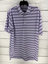 Peter Millar Golf Polo Shirt  Purple Striped Summer Comfort Performance Large - £16.85 GBP