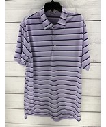Peter Millar Golf Polo Shirt  Purple Striped Summer Comfort Performance ... - £16.87 GBP