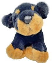 FAO Schwarz Fifth Avenue Soft Plush Black and Brown Puppy Sleepy Eyes 10 inches - £12.95 GBP