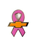 Chevrolet Bowtie Breast Cancer Pink Ribbon Awareness Lapel Hat Pin - £9.37 GBP