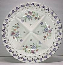Vintage Tosho Japan Fine China Butterfly and Flower 4 Section Serving Platter - $19.99