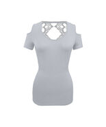 Ladies Half Sleeve Shirts Lace back and shoulder cutoffs - 714514 - $3,617.53 MXN