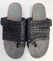 Yuu Judy Black Wide Strap Sandals Size 6.5 M Strap Flats Hook Loop Shoes - €14,48 EUR