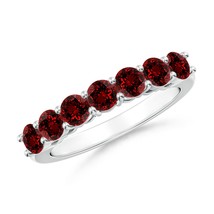 Angara Lab-Grown 1.61 Ct Half Eternity Seven Stone Ruby Wedding Band in Silver - £409.91 GBP