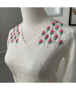 NWT NOS Vintage 70s Georgie Porgie Knit Sweater Embroidered Flowers XS - €23,48 EUR