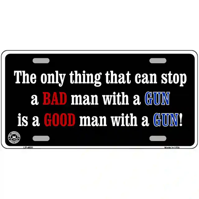 Stop A Bad Man Metal Novelty License Plate - 6&quot; x 12&quot; - $9.99