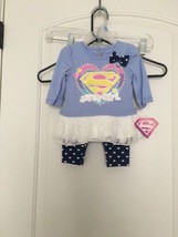 2 Piece SUPERMAN Supergirl Girls Size 3/6 Months 2 Piece Set Shirt Leggings - £34.81 GBP