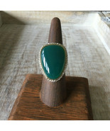 Big Gold Tone Designer Green Jade Cocktail Ring Size 7 (tight band) - $27.00