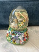 EASTER BUNNY Water Egg Shaped Water Snow Globe Musical Plays EASTER PARADE - $23.95