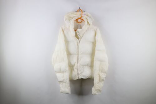 Fabletics Womens XL Distressed Cropped Fit Beatrix Puffer Jacket White H... - £51.88 GBP