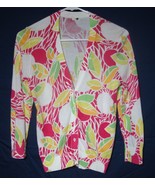 J. Crew Floral Print Cardigan Sweater Pink 100% Cotton Tropical Girls Si... - $32.57 CAD