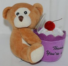 Beverly Hills Brand Playfully Elegant Brown Tan Color Thanks Cupcake Bear - $9.99