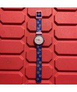 Flik Flak Adjustable Pink Quartz Watch w/ Purple Nylon Rose Flower Band ... - $30.70 CAD