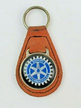 Vintage Rotary leather keychain keyring metal back Orange - $10.29