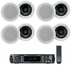 Rockville RPA60BT Home Theater Receiver Amplifier+(8) 8&quot; White Ceiling S... - $498.99