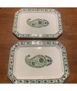 Pottery Barn Blue &amp; Green Paisley Rectangular Plate  11.5&quot;x8.5&quot; Set Of 2 - $40.00