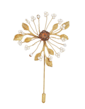 Vintage Wired Faux Pearl Rhinestone Flower Floral Lapel Hat Purse Stick Pin - £23.32 GBP