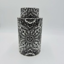 Pottery Barn Ceramic Brown/ White Floral Paisley Decor Canister Ginger J... - $58.50