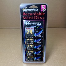Memorex Recordable Mini Disc 74 Minutes Lot of 5 New Factory Sealed Package - £23.69 GBP