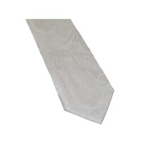 Men's Stacy Adams Tie and Hankie Set Woven Silky Satin #SAT134 White Paisley image 3