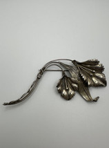 Large Antique Art Nouveau Sterling Silver Flower Brooch 4.75&quot; - £93.48 GBP