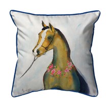 Betsy Drake Horse &amp; Garland Large Indoor Outdoor Pillow 18x18 - £37.59 GBP