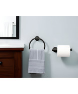 Set of Two Black Stainless Steel Wall Mount Towel Ring and Toilet Paper ... - €60,55 EUR