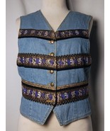 Womens Jean Vest LIZ WEAR Petite S 4-6 BLUE 100% Cotton DENIM  Black LINED - $33.78 CAD