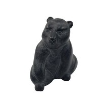 BOMA Carved Sitting Bear CANADA INUIT Black Statue 2 3/4 inch - $17.82