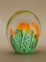 Orient &amp; Flume Cased Art Glass California Gold Poppy Paperwe - £199.03 GBP