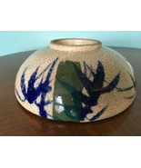 Japanese Oribe Pottery Bowl Hand Painted Bamboo  - £19.47 GBP
