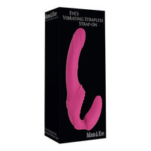 Adam &amp; Eve Eve&#39;s Rechargeable Silicone Vibrating Strapless Strap-On Pink - £85.24 GBP
