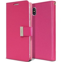 Goospery Rich Diary Leather Wallet Case For I Phone Xs Max 6.5&quot; Hot Pink - £6.12 GBP