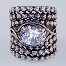 Shablool Sterling Silver Ring w/ Cubic Zirconia Size 7.25 - £81.73 GBP