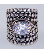 Shablool Sterling Silver Ring w/ Cubic Zirconia Size 7.25 - £82.12 GBP