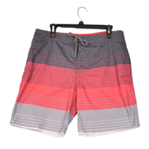 GoodFellow &amp; Co Men&#39;s Swim Trunks Red Grey Stripe Size 34 Board Shorts - £11.15 GBP