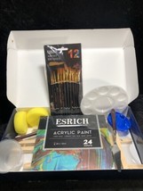 Art Canvas Paint Set Supplies – 46-Piece Canvas Acrylic Painting Kit with Wood E - £23.35 GBP