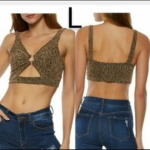 New Light Brown Gold Lurex Cut Out Crop Top~ Size L - £9.75 GBP