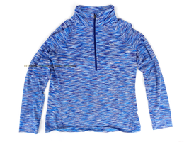 Womens Under Armour Blue Semi Fit Long Sleeve Large Shirt Zip Top athletic yoga - £5.11 GBP