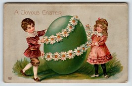 Easter Postcard Children Decorating Giant Painted Egg Germany EAS Unposted - £12.06 GBP