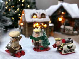 Vtg 1993 Kurt S. Adler Hershey’s Elf Christmas Ornaments Wooden Village Decor - £14.30 GBP