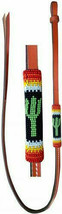 Western Horse Barrel Racing Leather Over and Under whip w/ Beaded Cactus Design - £12.46 GBP