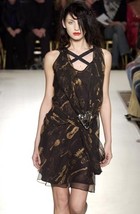 Maria Chen Pascual Black and Gold Instrument Ruffled Godet Skirt S NWT - $450.00