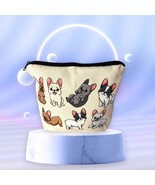 Cheerful Frenchie Bulldog Makeup Bag, Dog Cosmetic Travel Toiletry Zippe... - $7.87